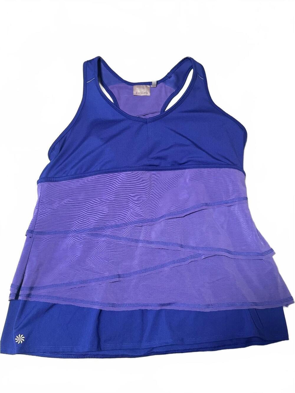 ATHLETA Purple Mesh Tiered, Racer Back, Built In Bra, Women's Tank XL